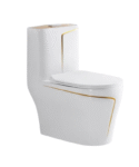 White & Gold 1pc Toilet