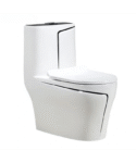 White & Black 1pc Toilet
