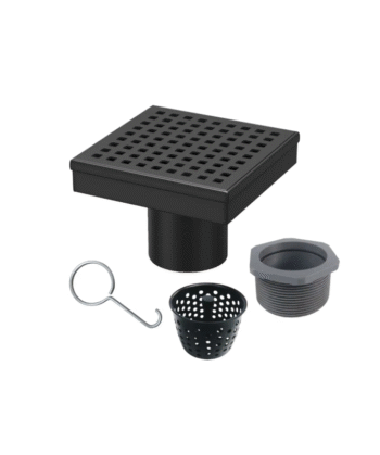 Black Linear Square Drain 4"x4"